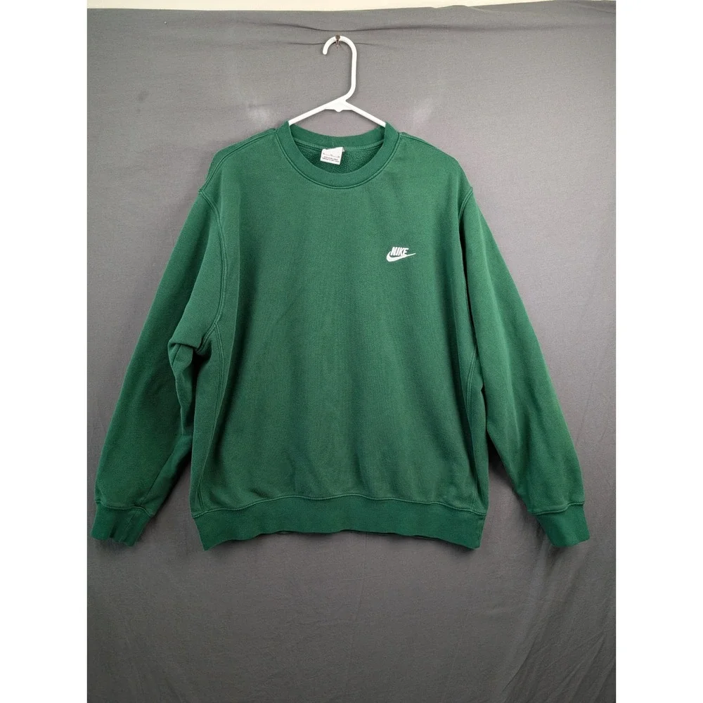 Nike‎ Mens Crewneck Sweatshirt Green Embroidered Swoosh Logo XL